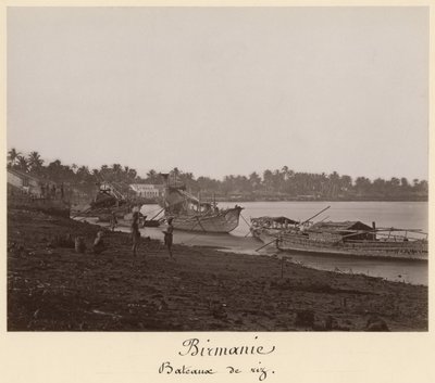 Boats Carrying Rice on the River Thanlwin, Mupun District, Moulmein, Burma by Philip Adolphe Klier